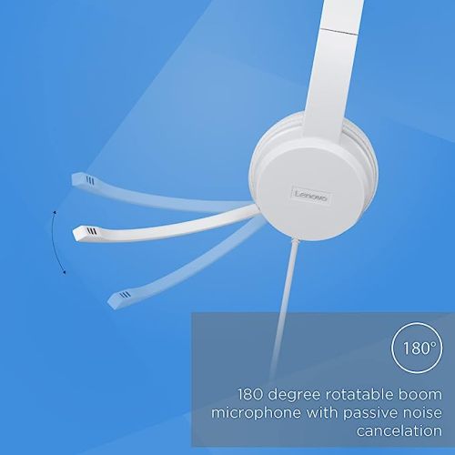 Lenovo 110 Wired On Ear Headphones with Mic White Khosla